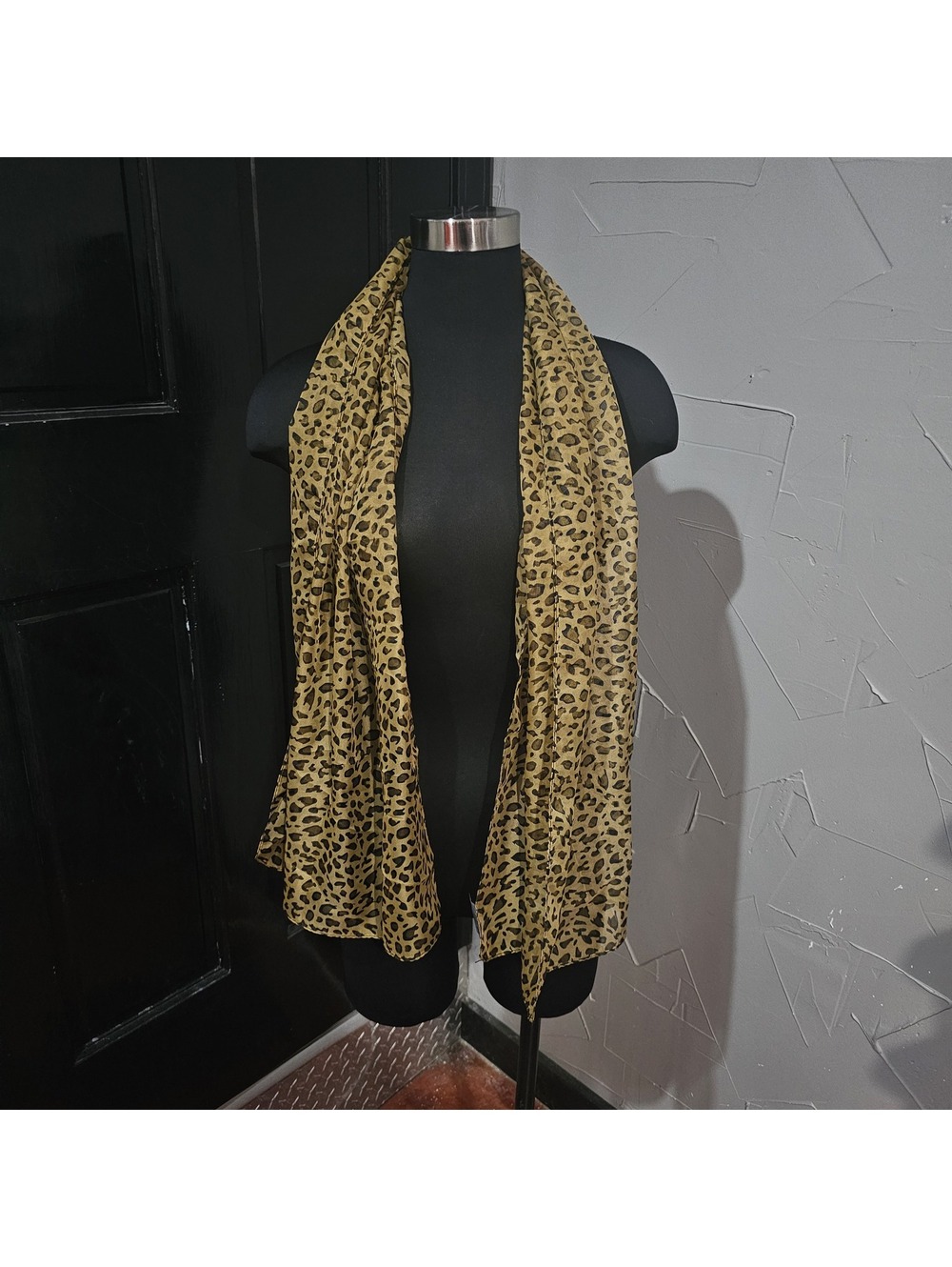 Leopard print sheer scarf wrap